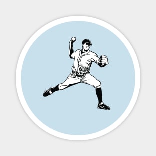 Baseball Pitcher Retro Magnet